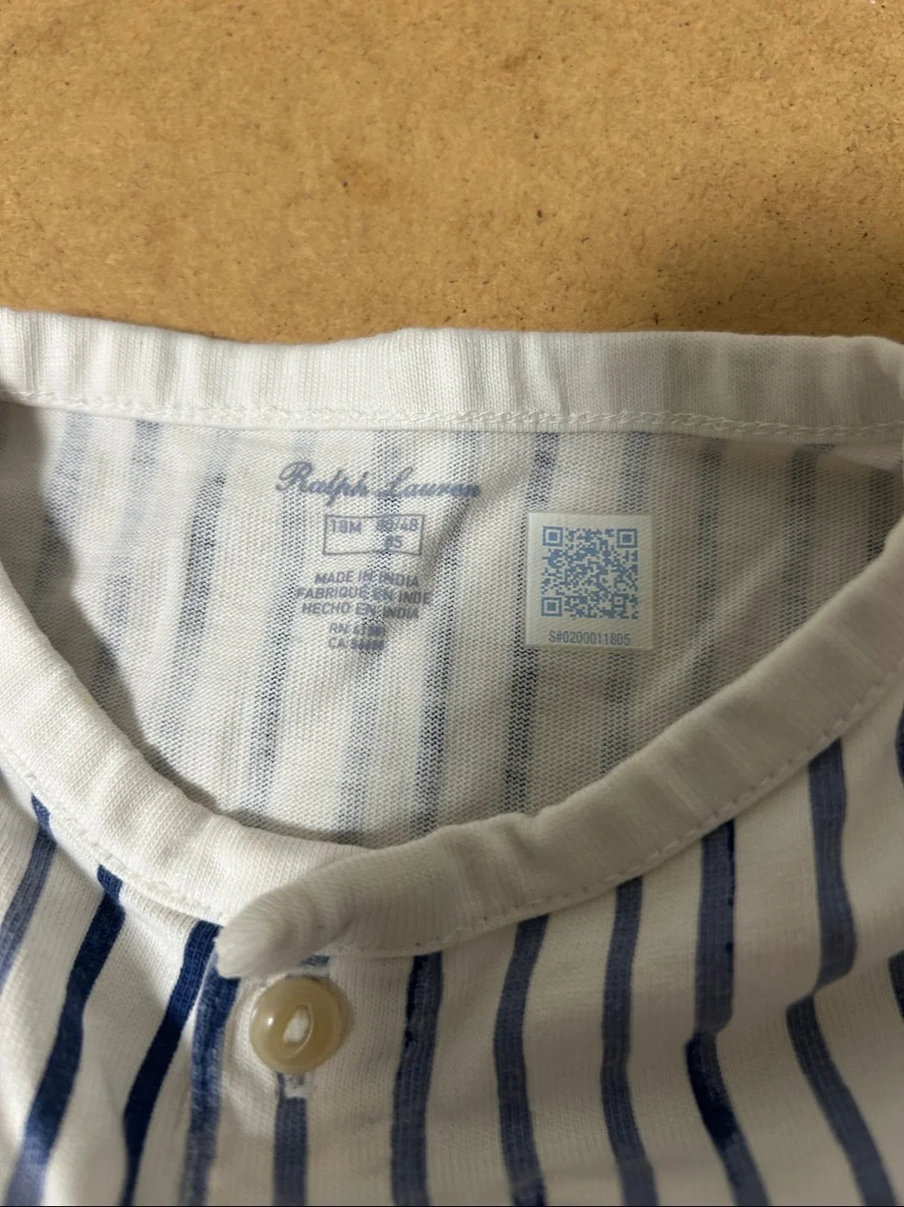 Ralph Lauren Navy & White Striped Infant Romper Sz 18 m